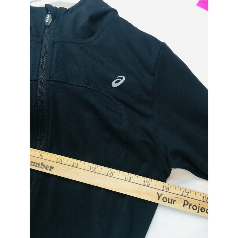 Asics Jackets Women's Size Small Black Gray Full Zip Up Lightweight Hoodie Logo View 6